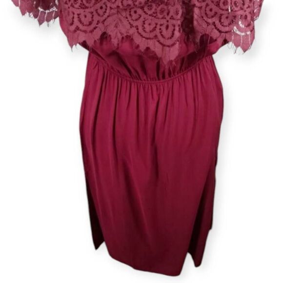 J FOR JUSTIFY BURGUNDY LACE OFF-THE-SHOULDER DRESS SZ.S EUC. - Picture 3 of 8